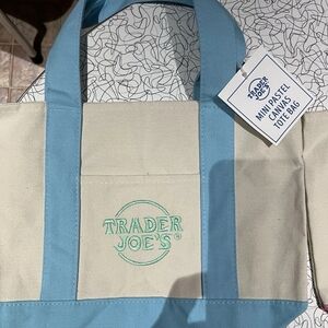 Trader Joe's Mini Pastel Canvas Tote Bag